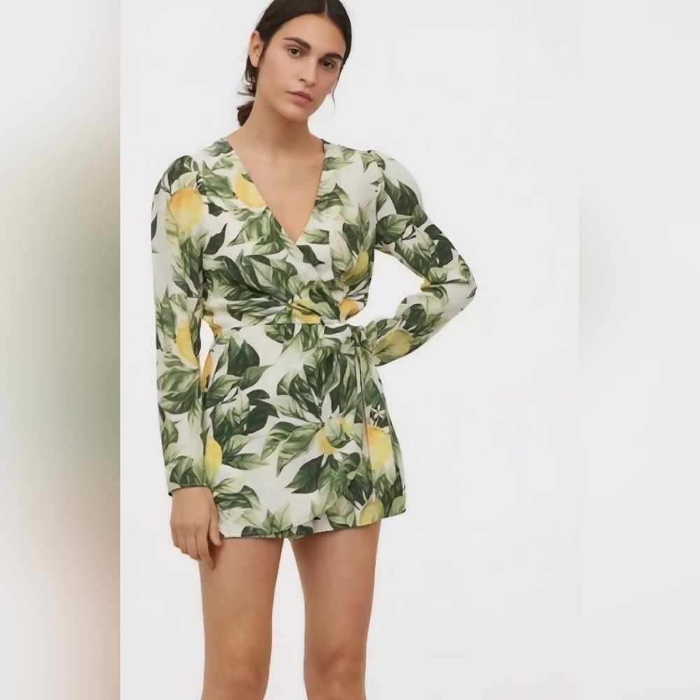 H&M Lemons & Leaf Print Romper L